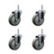 Service Caster 4 Inch Gray Polyurethane Wheel Swivel 58 Inch Threaded Stem Caster Set Service Caster SCC-TS20S414-PPUB-58212-4 - alternate 1
